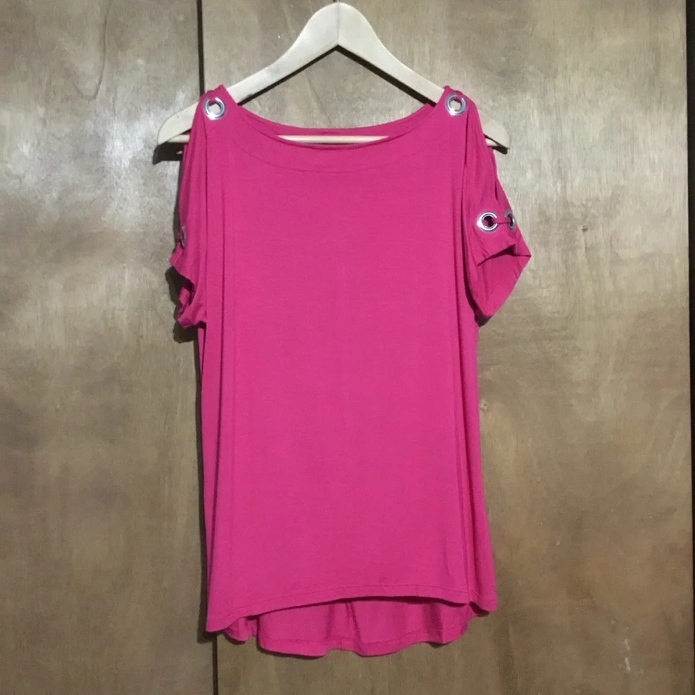 Pink Cold Shoulder Top - Picture 5 of 6